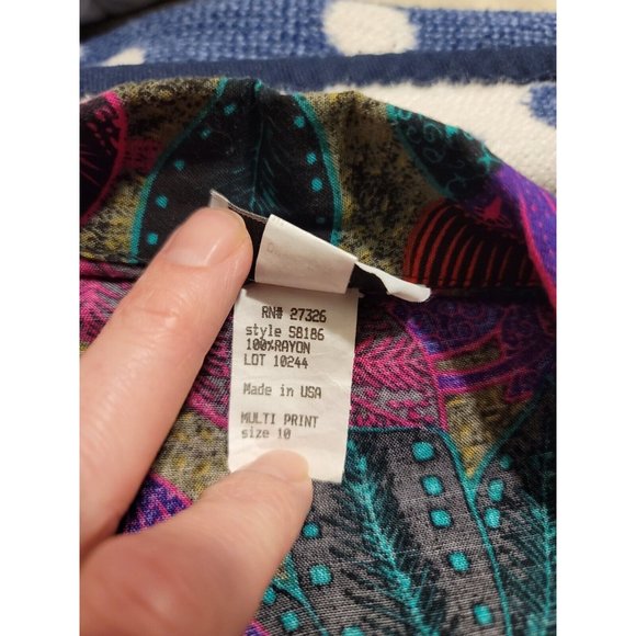 Harvest Time Vintage Floral Button Blazer Size 10 Shoulder Pads USA - Picture 6 of 9